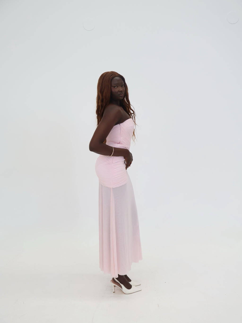 Monet Strapeless Ruched Mesh