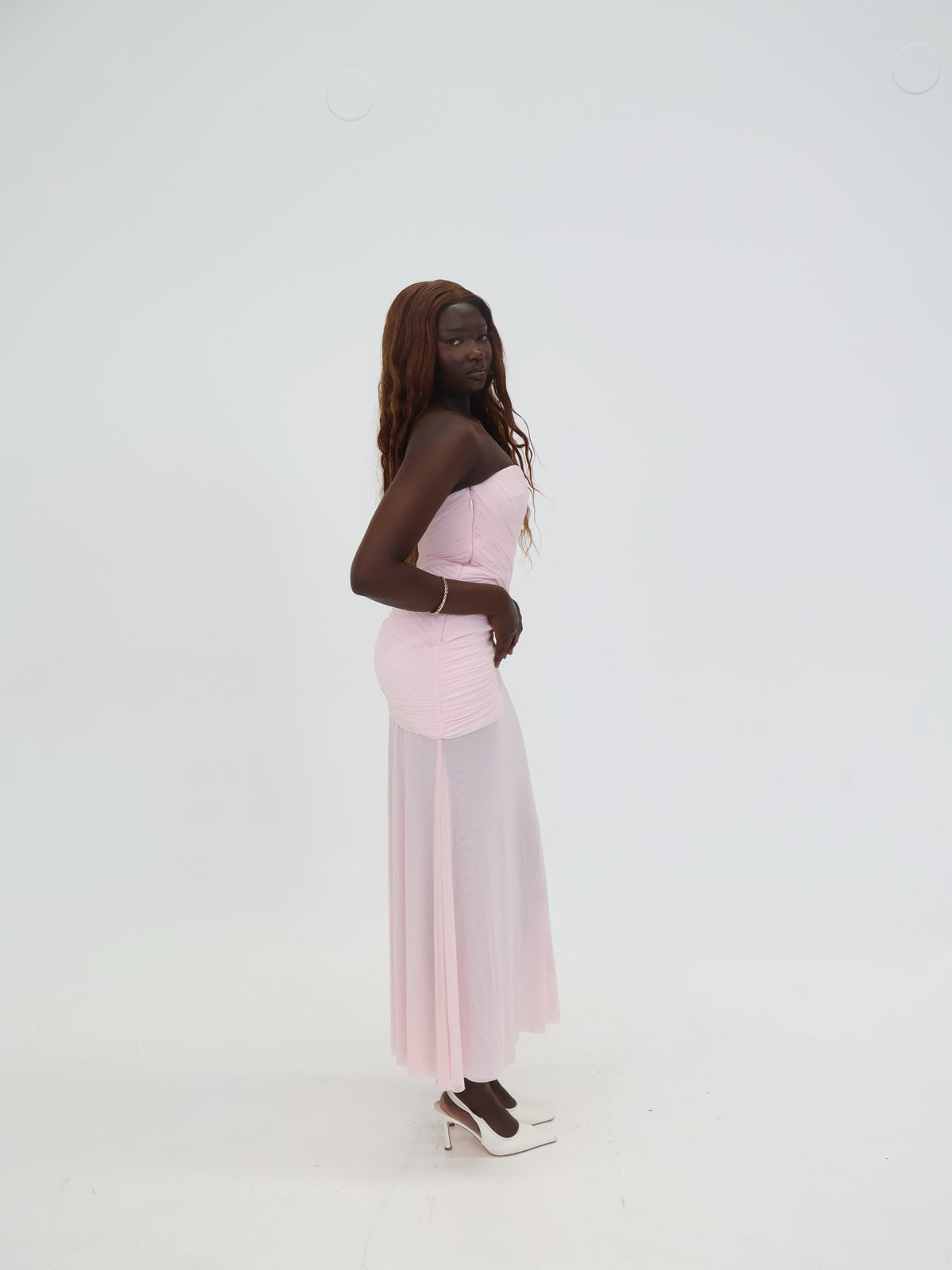 Monet Strapeless Ruched Mesh